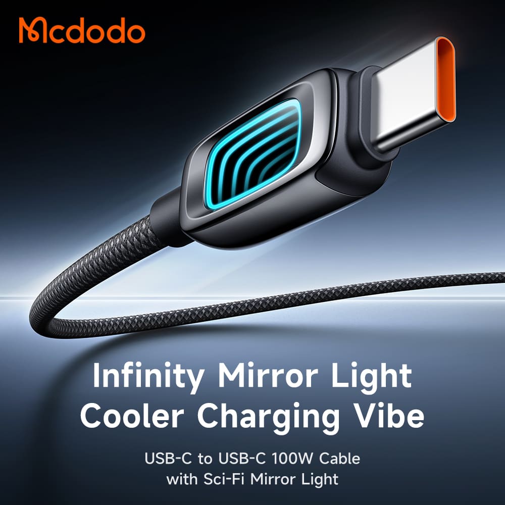 Mcdodo USB-C to USB-C 100W Cable With Sci-Fi Mirror Light 1.2M
