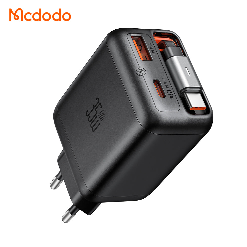 Mcdodo 35W 1C+1A GaN Charger Built-in 65cm retractable USB-C Cable(EU)