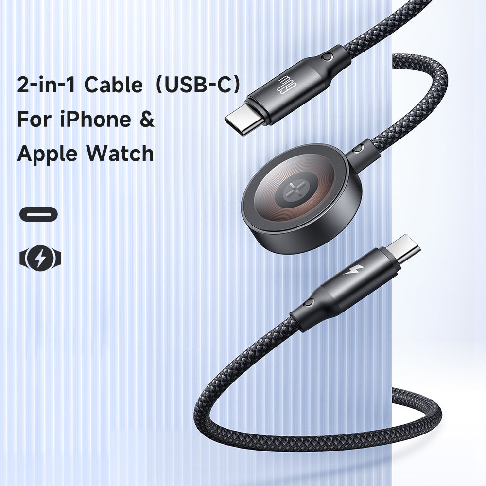 Mcdodo 2 in1 60W USB-C to USB-C+ Wireless Charger for Apple Watch Cable 1.2m