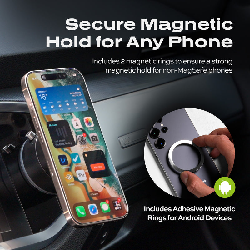Statik ® HyperMount MagSafe Suction Car Phone Mount (Vacuum Base) for iOS & Android
