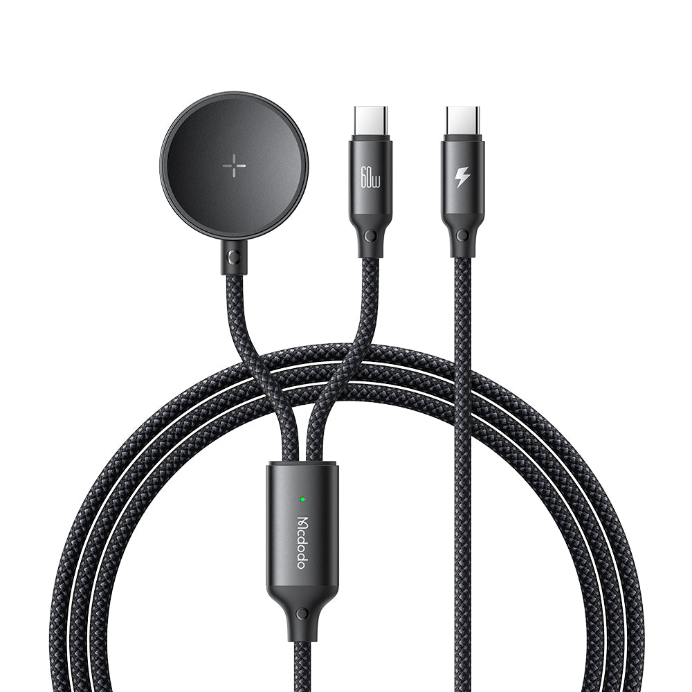 Mcdodo 2 in 1 60W USB-C to USB-C+ Wireless Charger for Samsung Watch Cable 1.2m