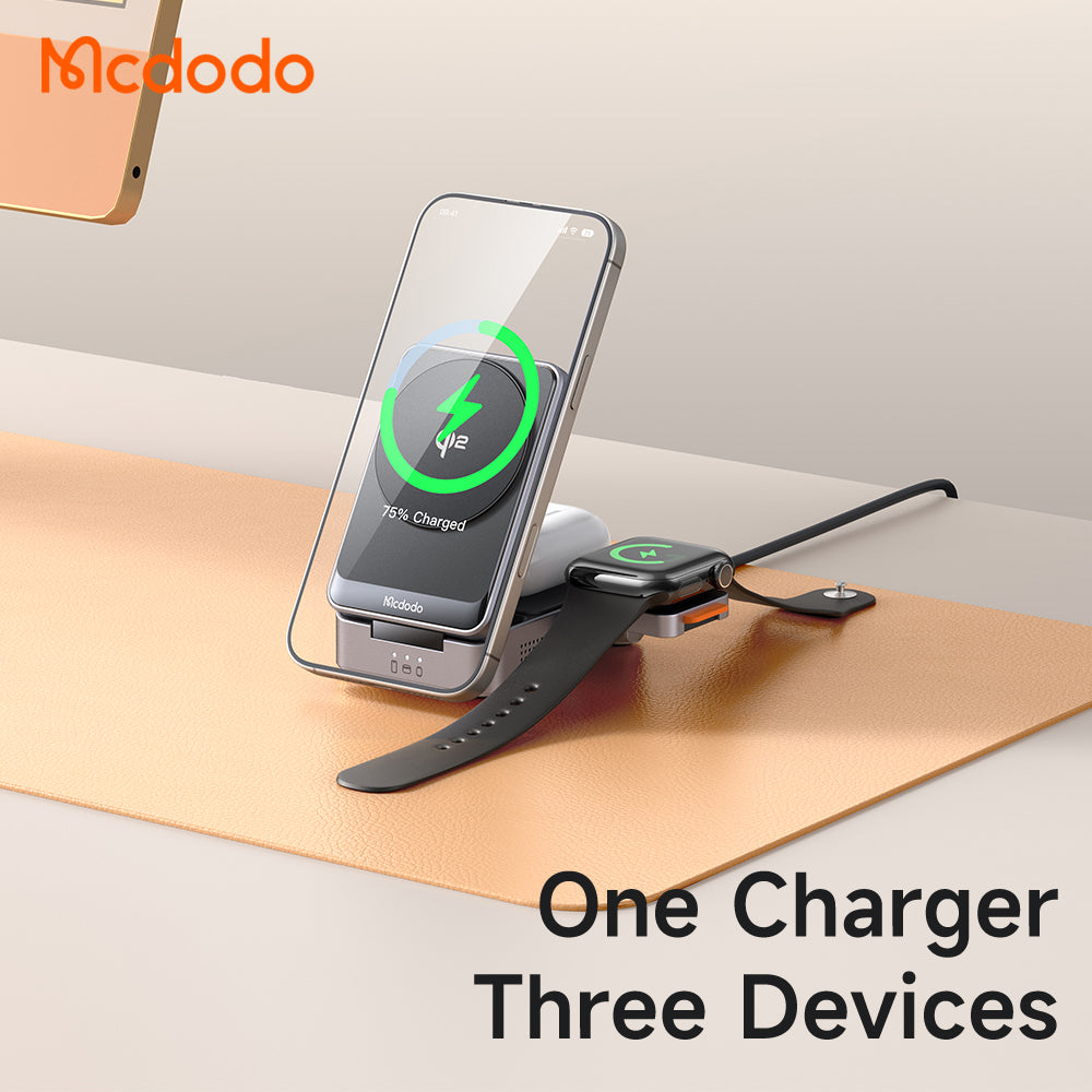 Mcdodo MagQ Qi2 Foldable 3 in 1 Magnetic Wireless Charging Station with 33W charger(EU plug) (Qi2 Officially Certified)