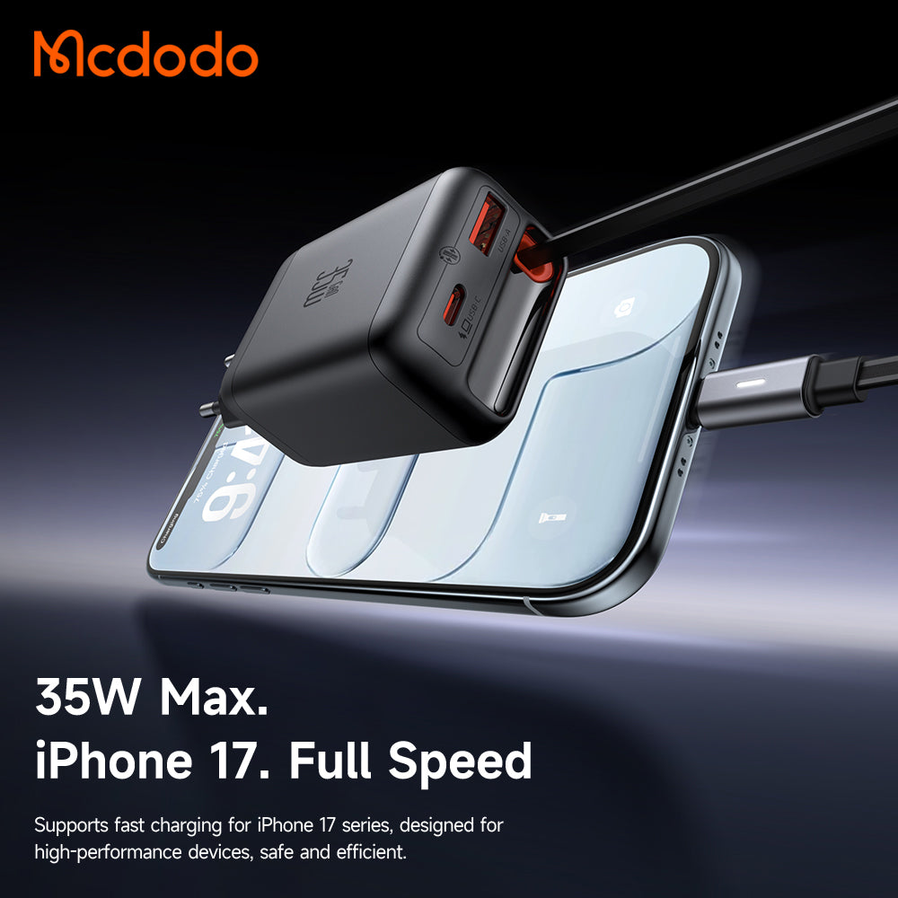 Mcdodo 35W 1C+1A GaN Charger Built-in 65cm retractable USB-C Cable(EU)