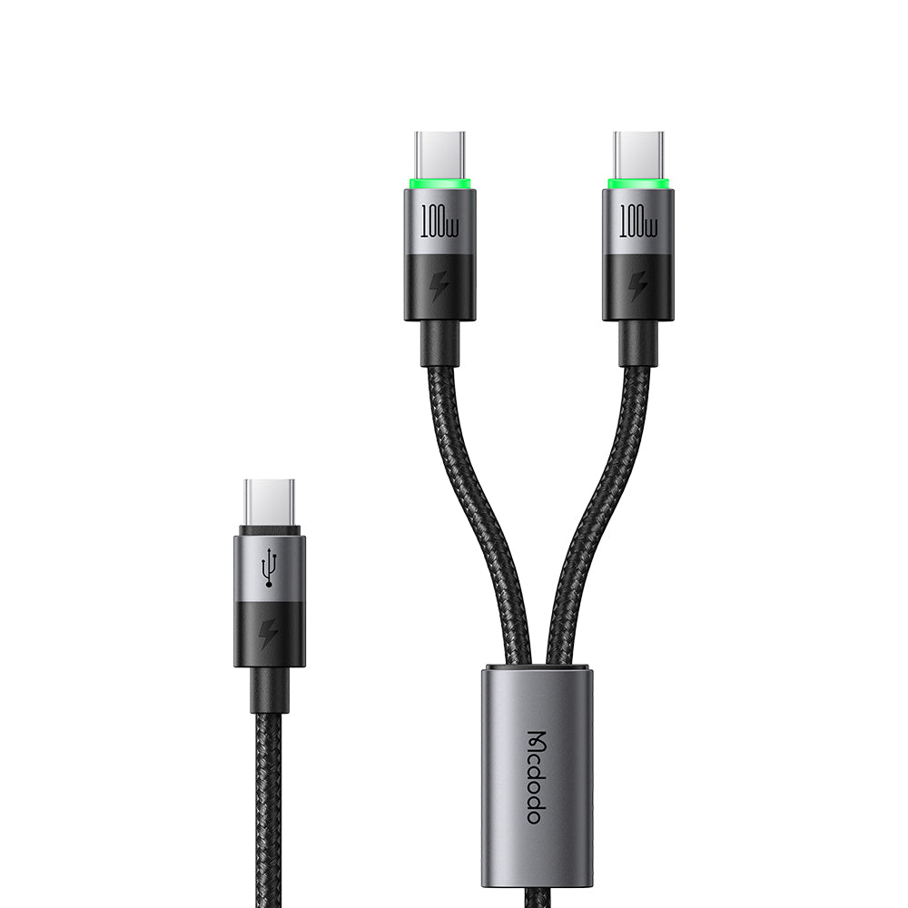 Mcdodo 2 in 1 100W USB-C to Dual USB-C Cable with LED 1.5m