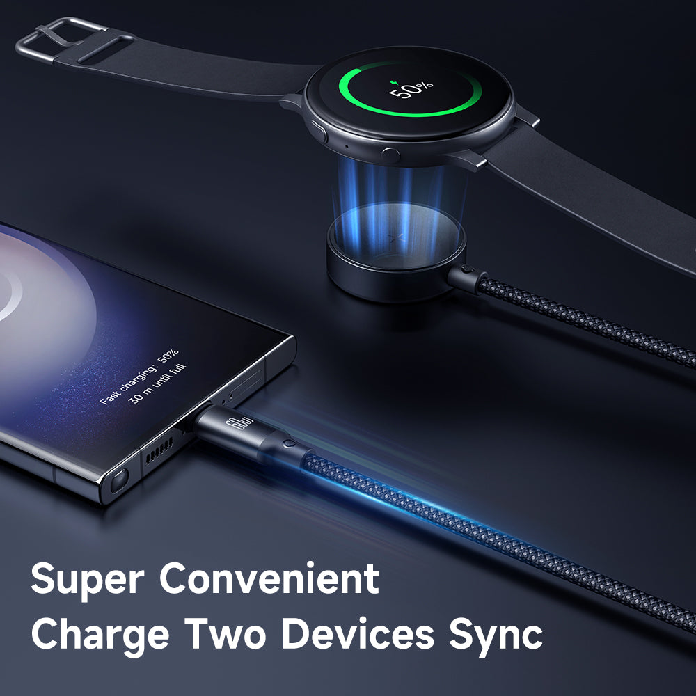 Mcdodo 2 in 1 60W USB-C to USB-C+ Wireless Charger for Samsung Watch Cable 1.2m
