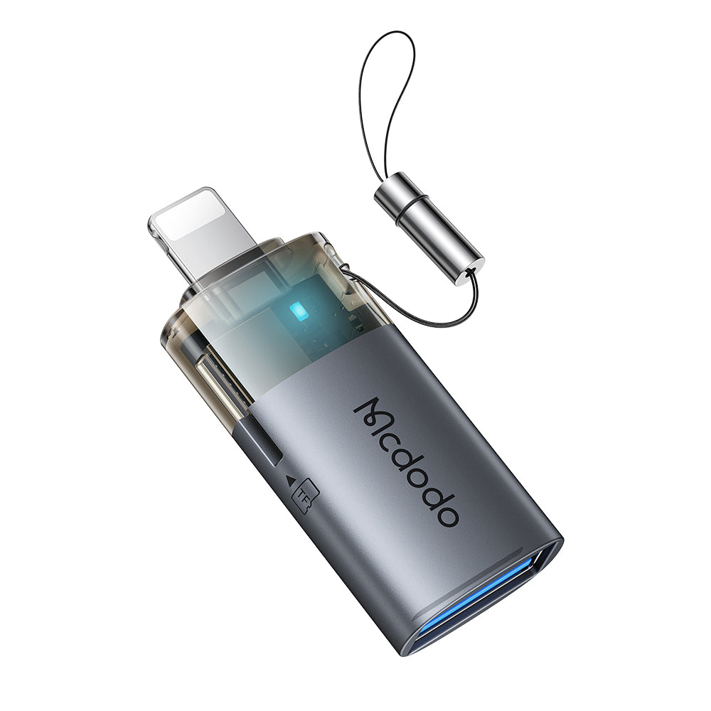 Mcdodo 2-in-1 USB-A to Lightning Transfer Adapter Built-in TF Card Reader with Lanyard
