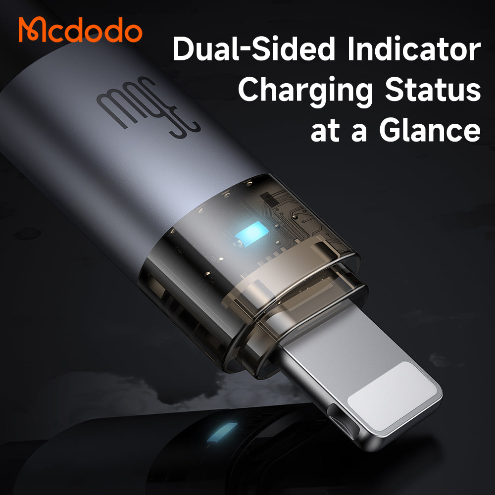 Mcdodo 36W USB-C to Lightning Transparent Cable with Charging Light 1.2m