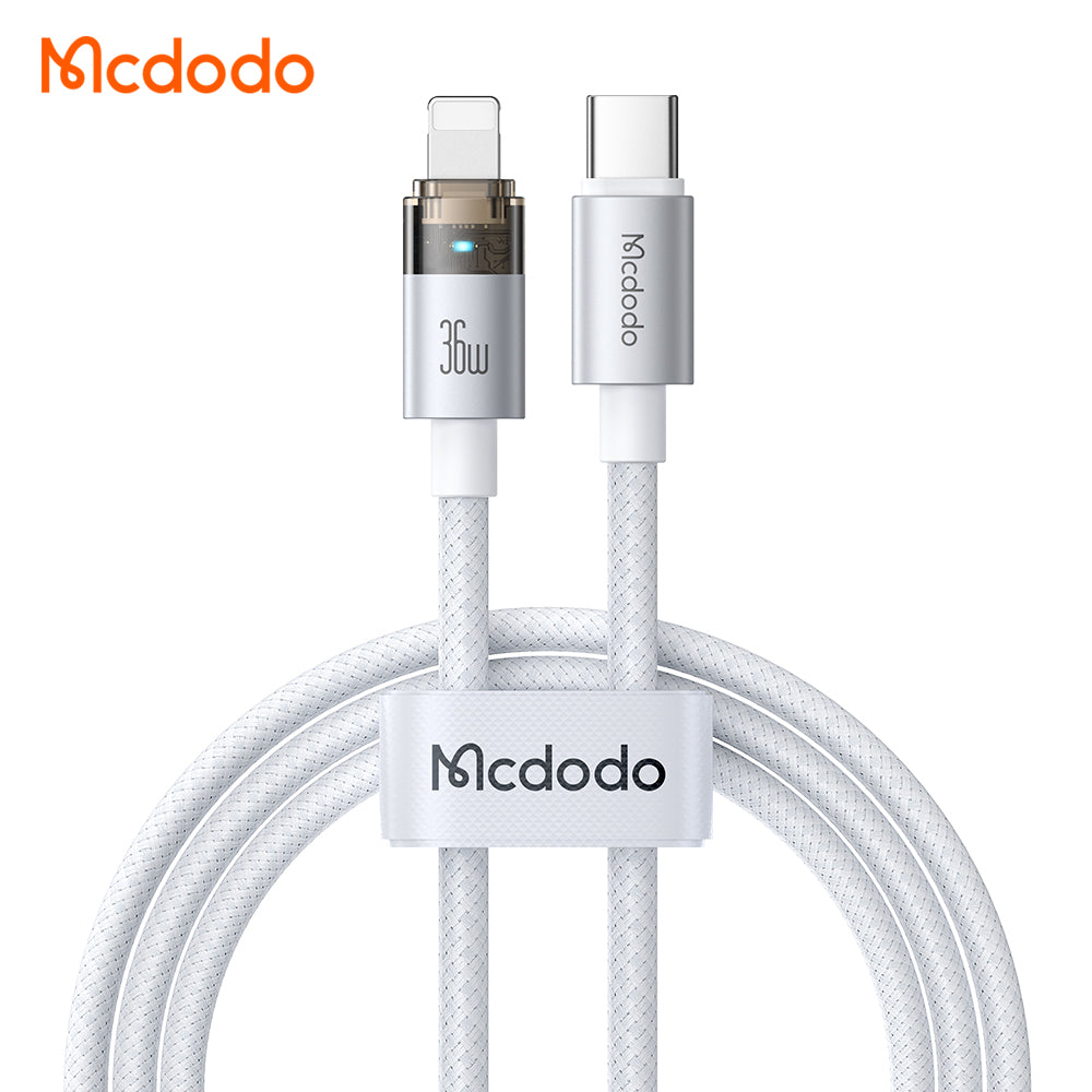 Mcdodo 36W USB-C to Lightning Transparent Cable with Charging Light 1.2m