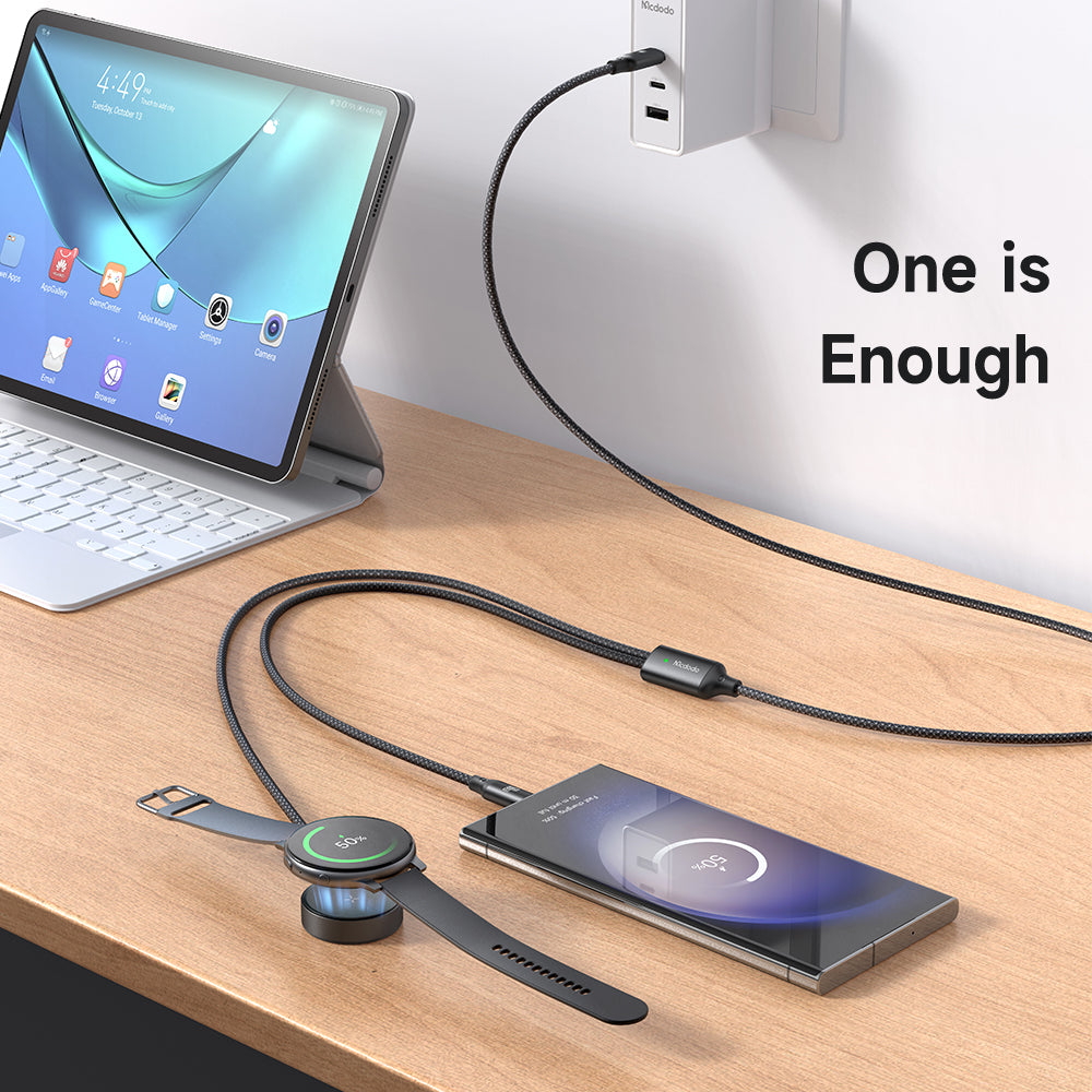 Mcdodo 2 in 1 60W USB-C to USB-C+ Wireless Charger for Samsung Watch Cable 1.2m