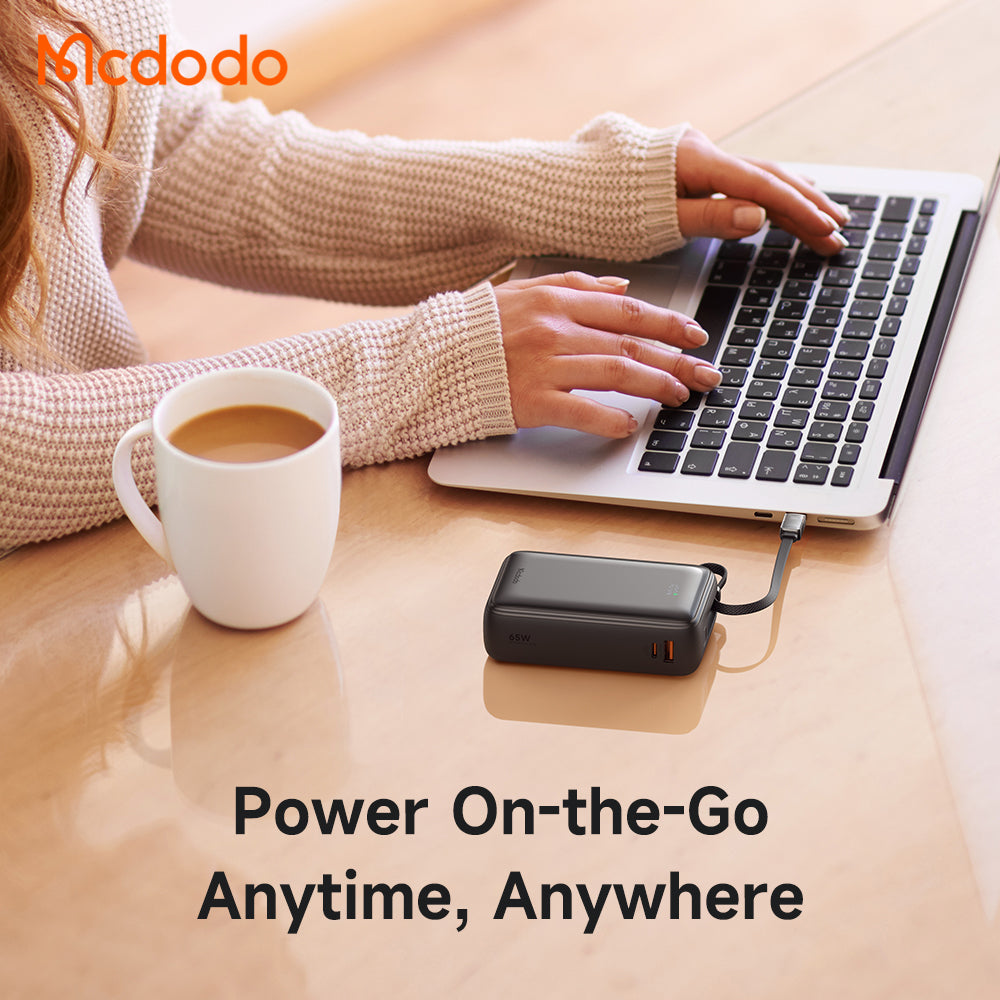 Mcdodo 65W Digital Display 20000mAh 1C+1A Mini Power Bank Built-in Cable