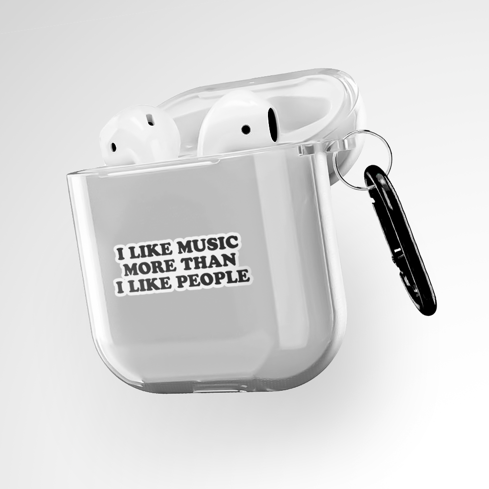 I like music Clear Airpods 1st Gen Case Covers