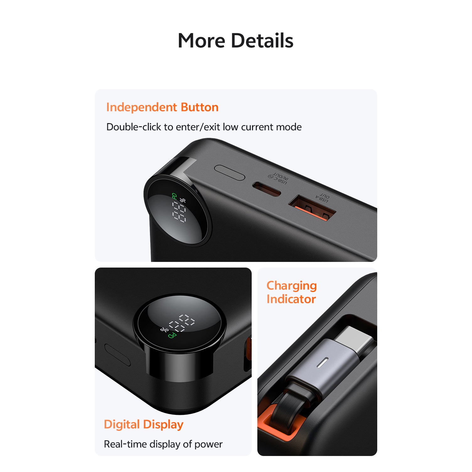 Mcdodo 30W Built-in Retractable Cable Digital Display 10000mAh Power Bank