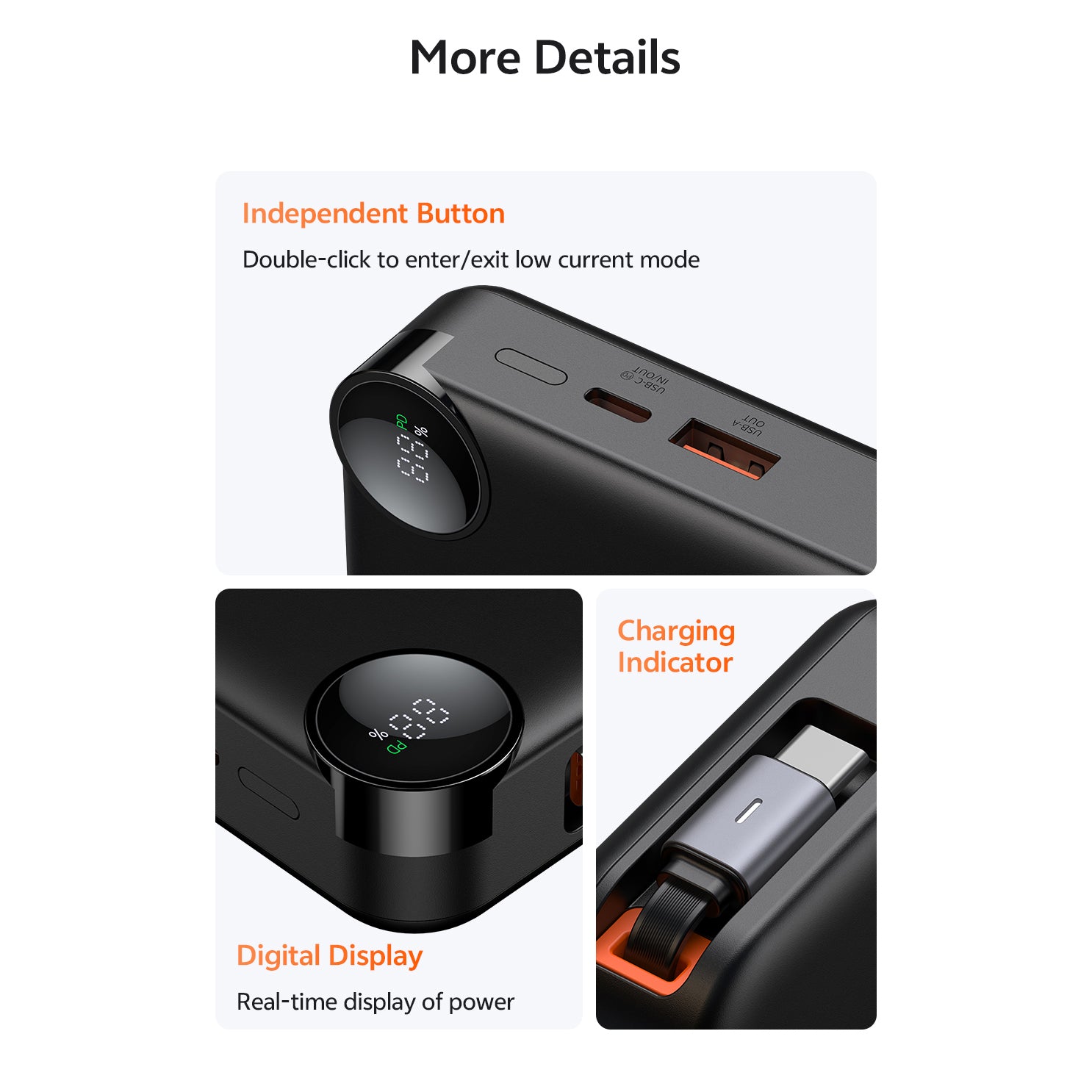 Mcdodo 22.5W Digital Display 10000mAh Power Bank Built-in Retractable Cable