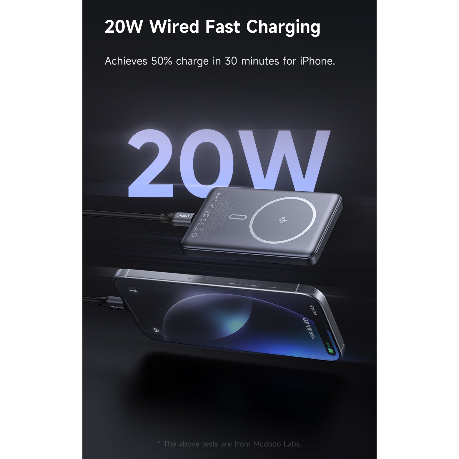 Mcdodo 20W Magnetic Wireless Metal Ultra-Thin 10000mAh 1C Power Bank