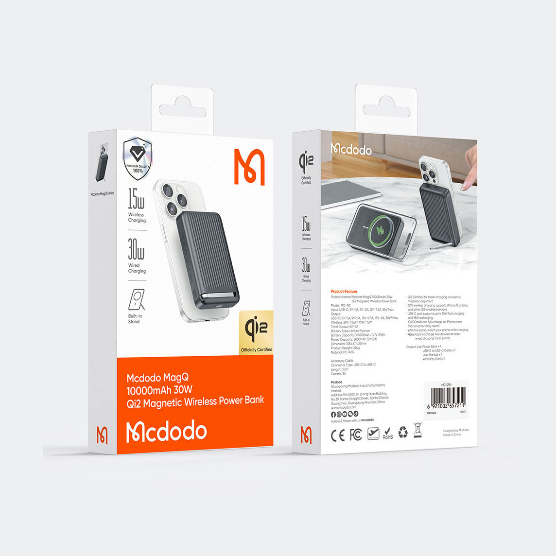 Mcdodo 30W Qi2 Magnetic Wireless Charging 10000mAh 1C Power Bank