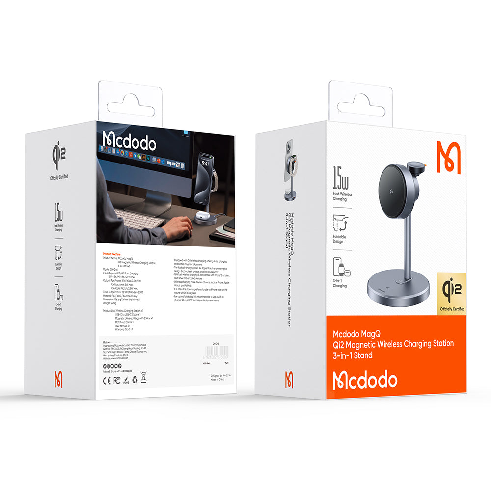 Mcdodo MagQ Qi2 Magnetic Wireless Charging Station 3 in 1 Stand (Qi2 Officially Certified)