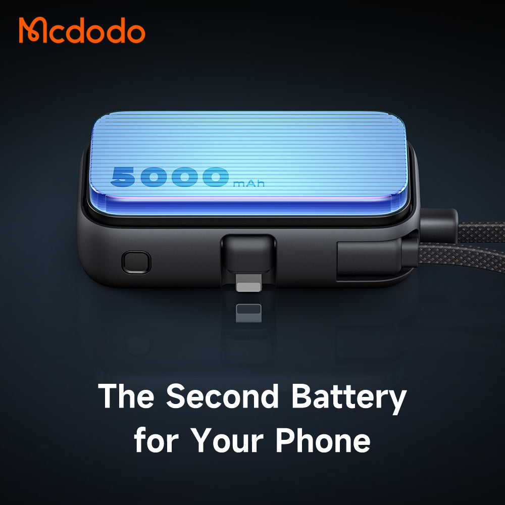 Mcdodo 22.5W Digital Display 5000mAh Pocket Power Bank with Built-in Cable & Connector (For USB-C)