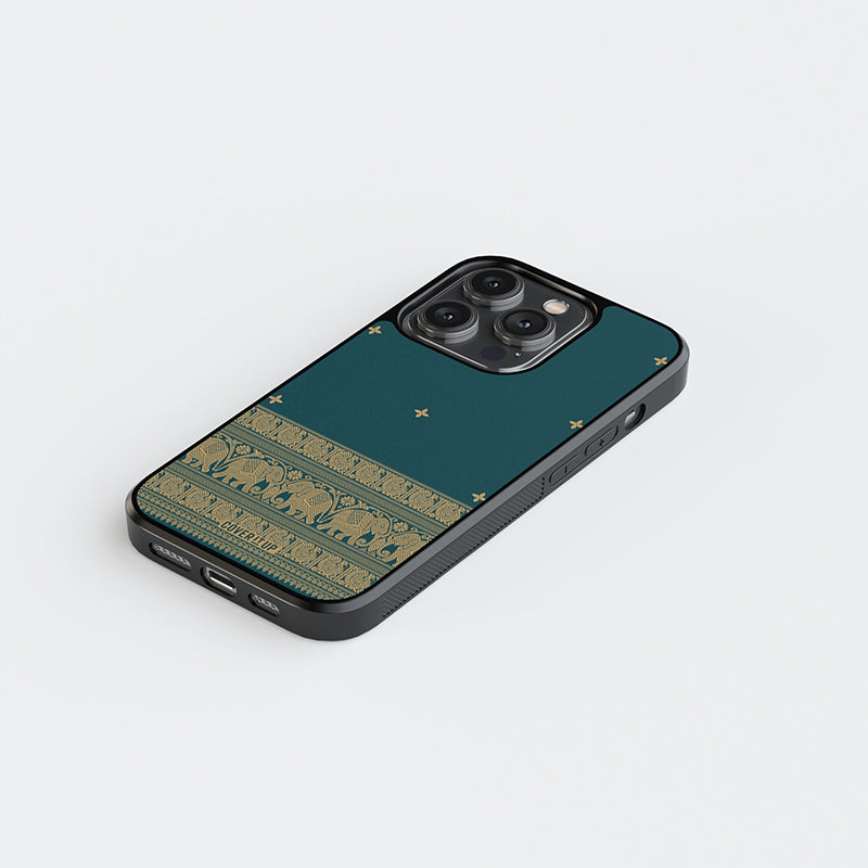 Kanchipuram Green Saree Glass Case