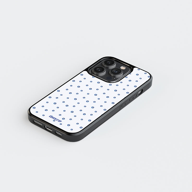 Evil Eye Pattern White Glass Case