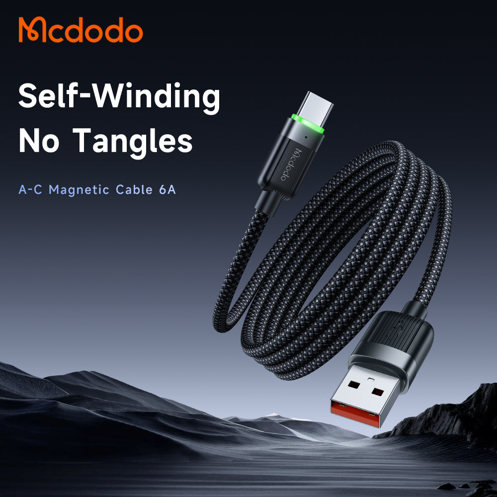 Mcdodo USB-A to USB-C 6A Magnetic Self-Winding Data Cable 1.2m