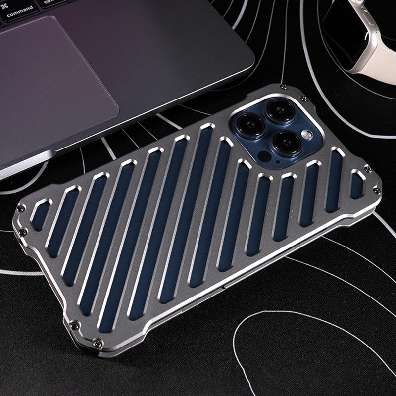 Aluminum Alloy Metal Grill Case iPhone 14 Pro Max / Titanium grey Aluminum Alloy Metal Grill Case iPhone 14 Pro Max / Titanium grey