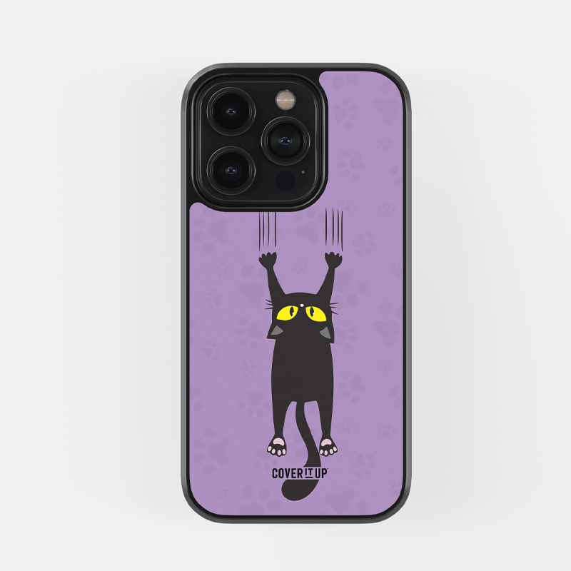 Black Cat Falling Glass Case