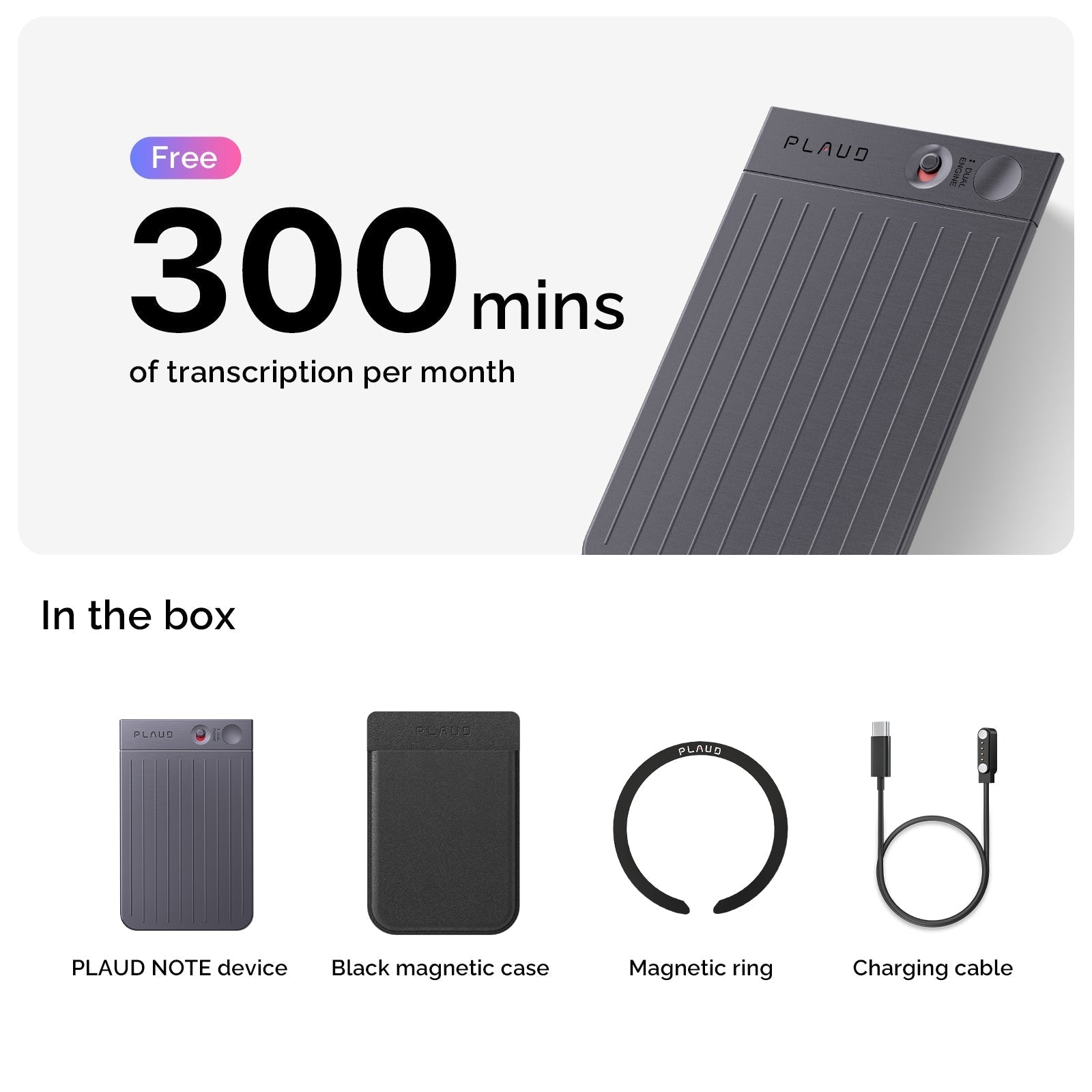 Plaud Note AI Voice Recorder, Note Taker w/Case, App Control, Transcribe & Summarize with AI, Support 112 Languages, for Meetings, Calls, Lectures, Professionals, Teams, Non-Pro Version