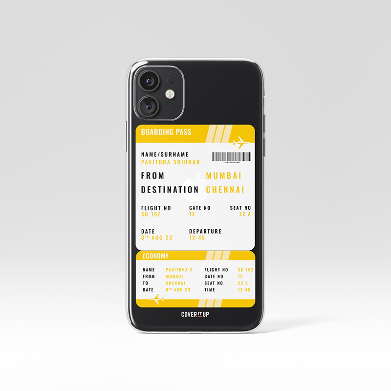 Customise Your Boarding Pass Ticket Clear Silicone Case