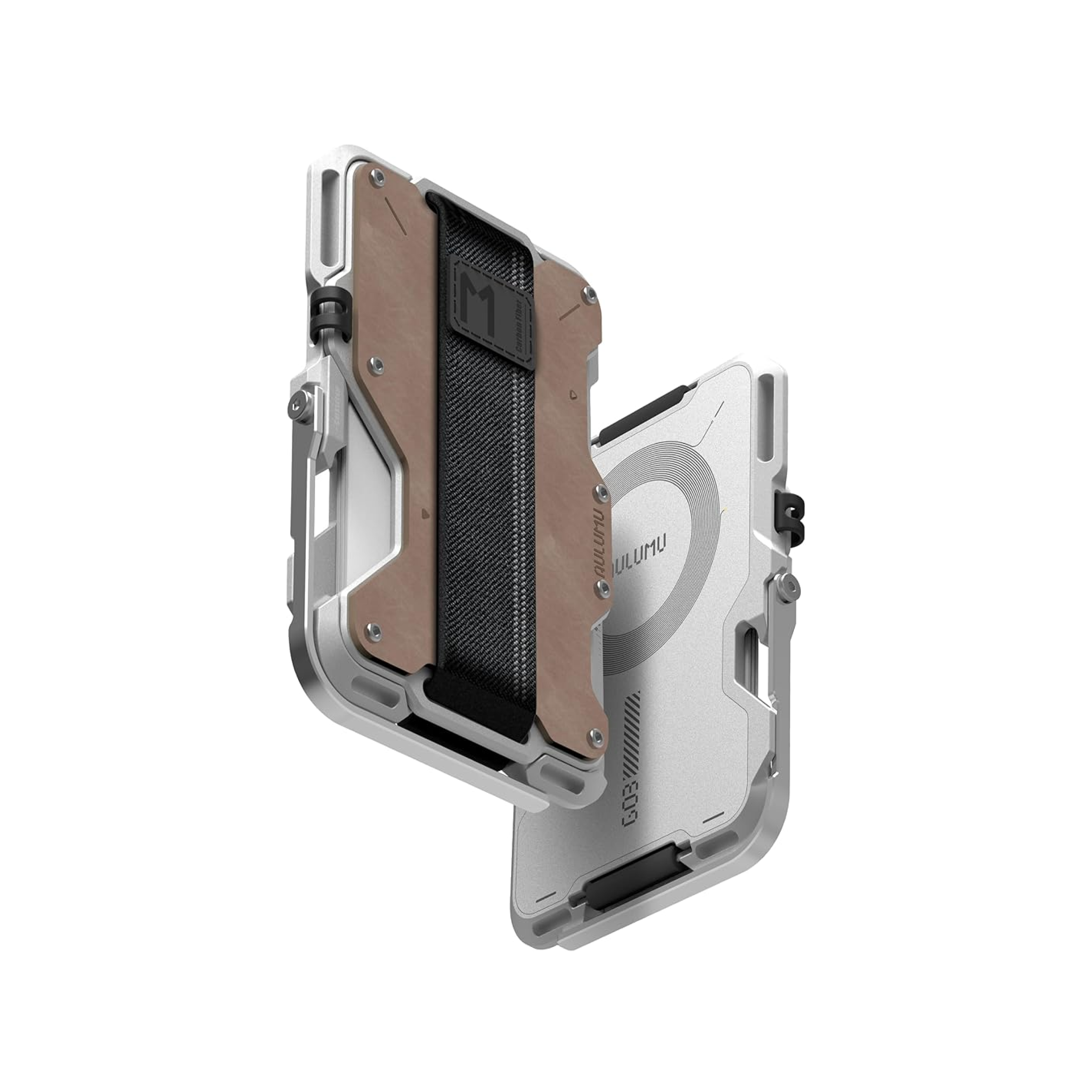 Aulumu G03 Multi-Tool Magnetic Metal Wallet | Genuine Leather Cover | MagSafe