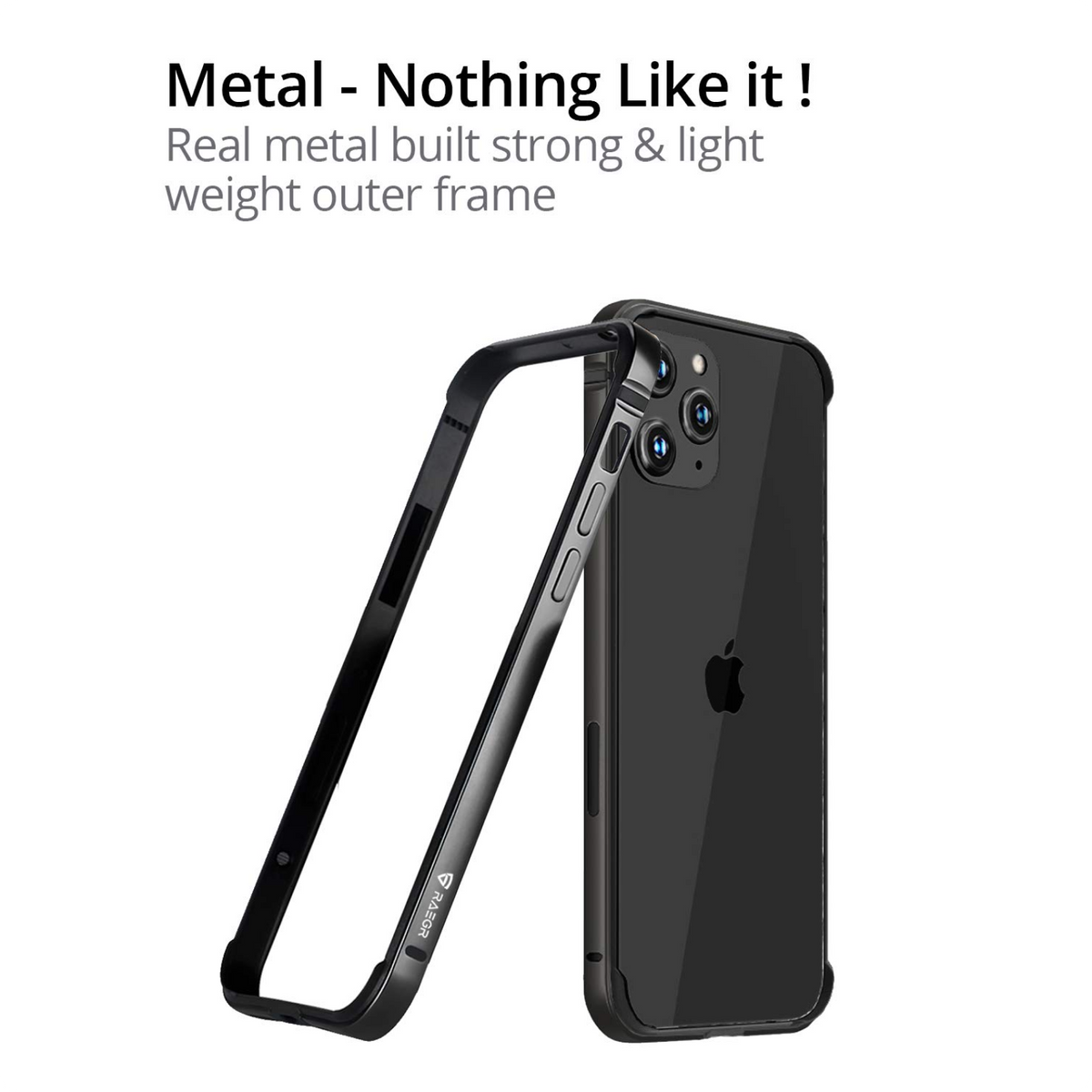 RAEGR Phone Case | Anodized Aluminum Bumper | Supports Magnetic Wireless Charging | Edge Armor Protective Minimal Case Compatible with iPhone 12 Pro Max 5G (6.7-inch) (2020)