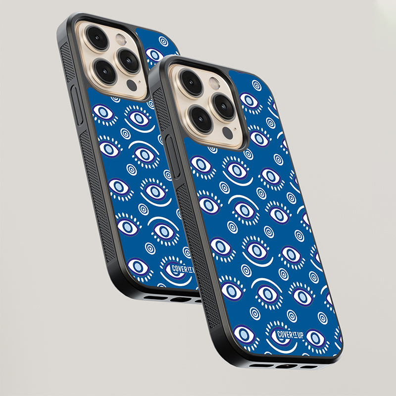 Evil Eye Pattern Blue Glass Case
