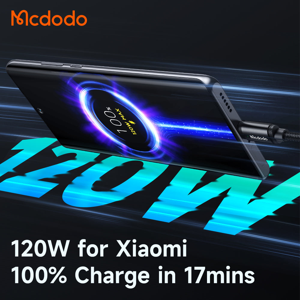 Mcdodo 120W USB-A to Type-C Data Cable with LED 1.5m