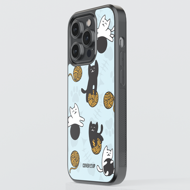 Cats Rolling in the Yarn Glass Case