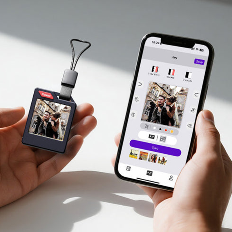 PhotoTag Smart Air Tracker Tags Finder for Android & iOS (Apple Find My & Google Find My Device), Bluetooth Locator for Luggage, Keys, Wallet. Personalized E-Ink Display, Tech Gift