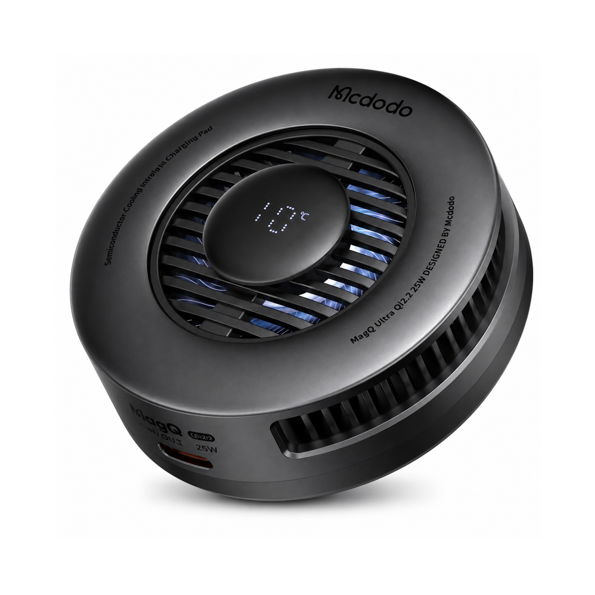 Mcdodo TEC-Cooled Wireless Charging Pad is Qi2.2 25W certified and TEC-cooled for faster, more efficient charging.