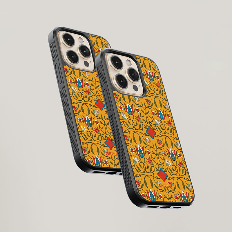 Jamdani Yellow Saree Glass Case