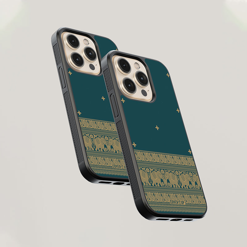 Kanchipuram Green Saree Glass Case