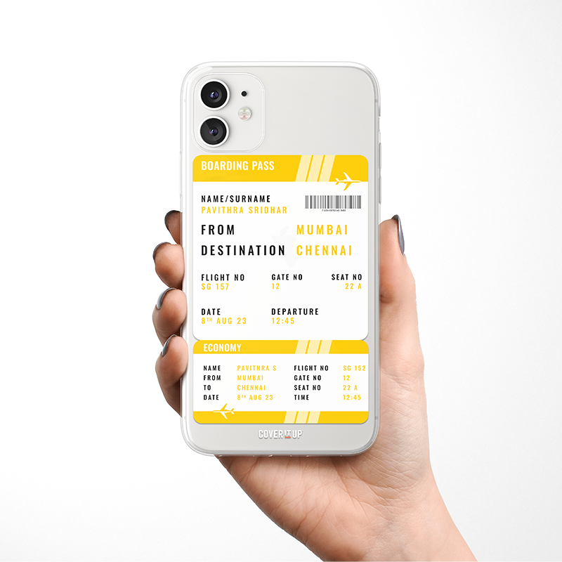 Customise Your Boarding Pass Ticket Clear Silicone Case