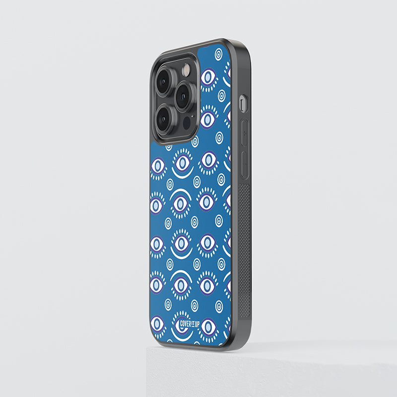Evil Eye Pattern Blue Glass Case