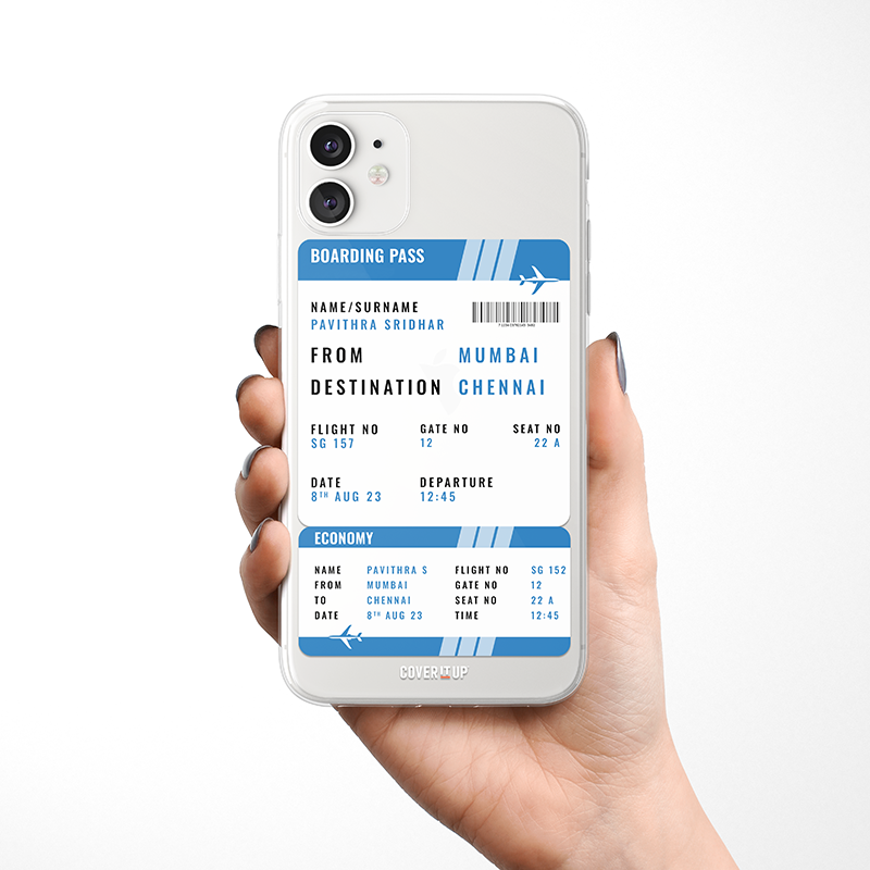 Customise Your Boarding Pass Ticket Clear Silicone Case