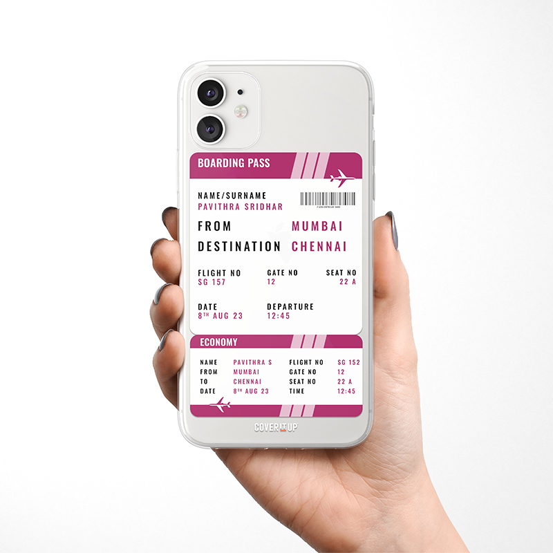 Customise Your Boarding Pass Ticket Clear Silicone Case