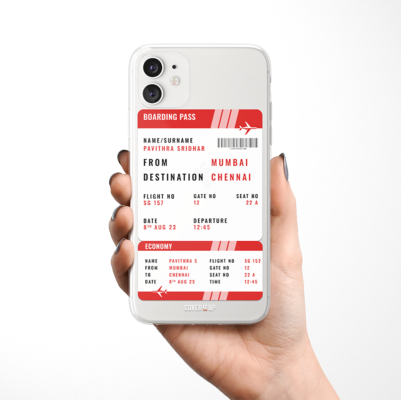 Customise Your Boarding Pass Ticket Clear Silicone Case