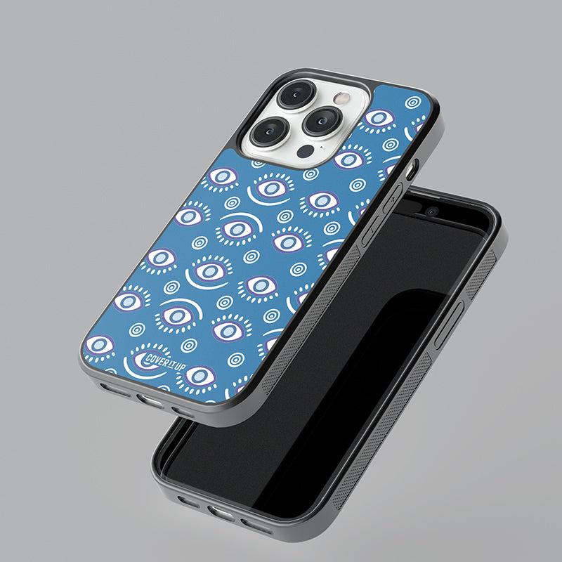 Evil Eye Pattern Blue Glass Case
