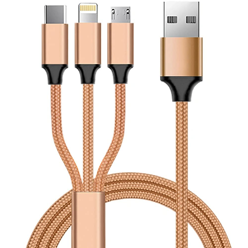 3 in 1 Charging Cable Fast Charging 3a for Android and iOS Devices