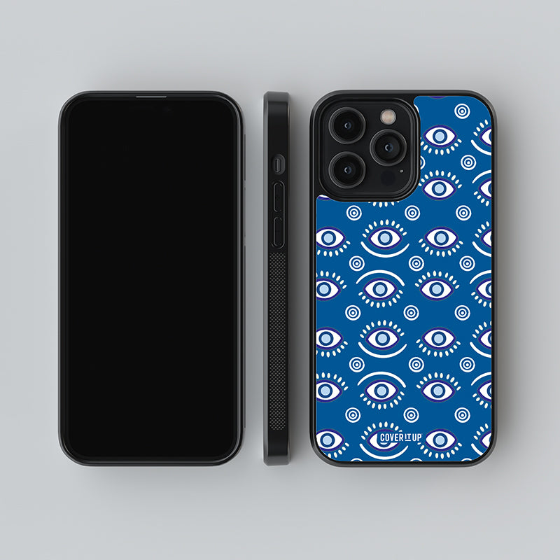 Evil Eye Pattern Blue Glass Case