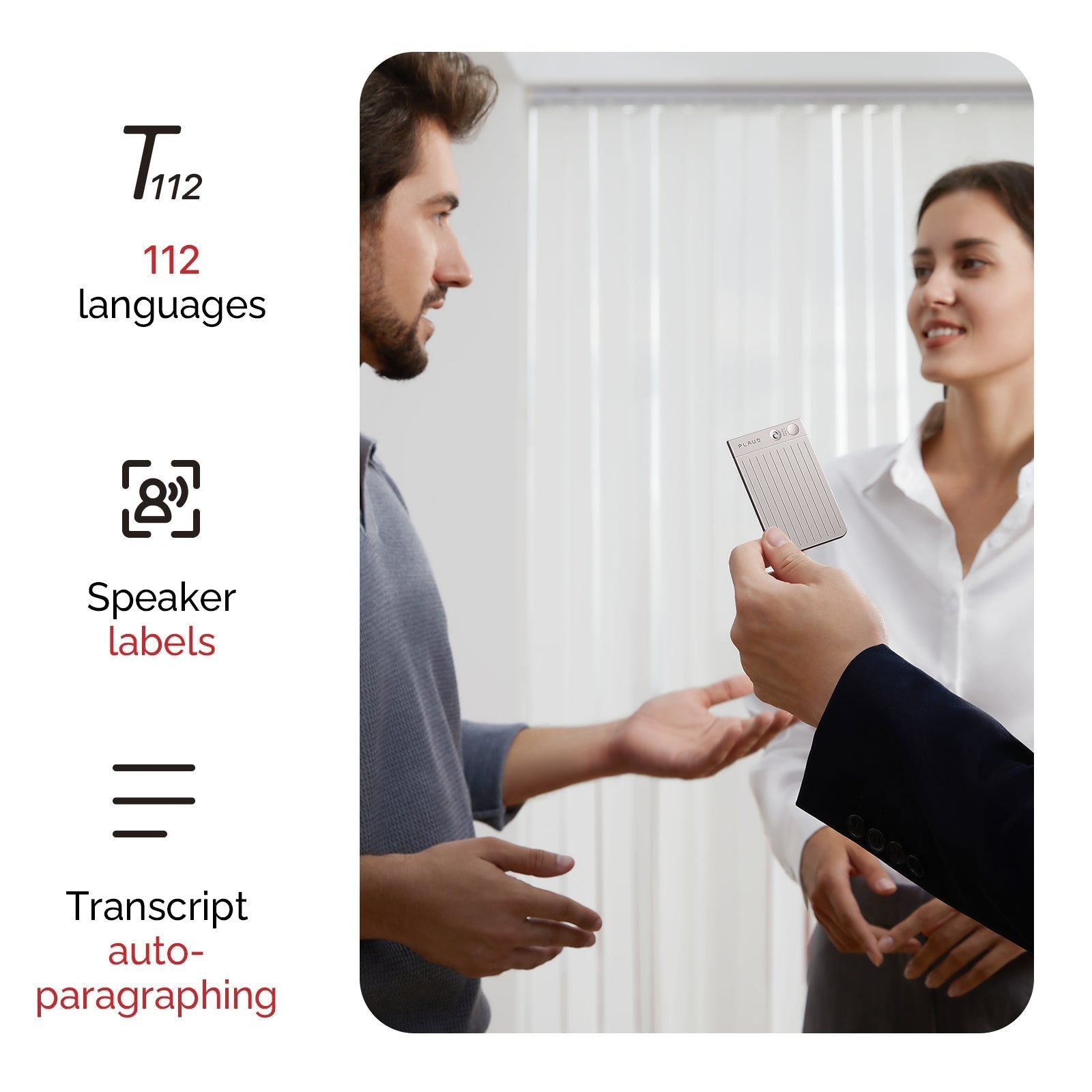 Plaud Note AI Voice Recorder, Note Taker w/Case, App Control, Transcribe & Summarize with AI, Support 112 Languages, for Meetings, Calls, Lectures, Professionals, Teams, Non-Pro Version
