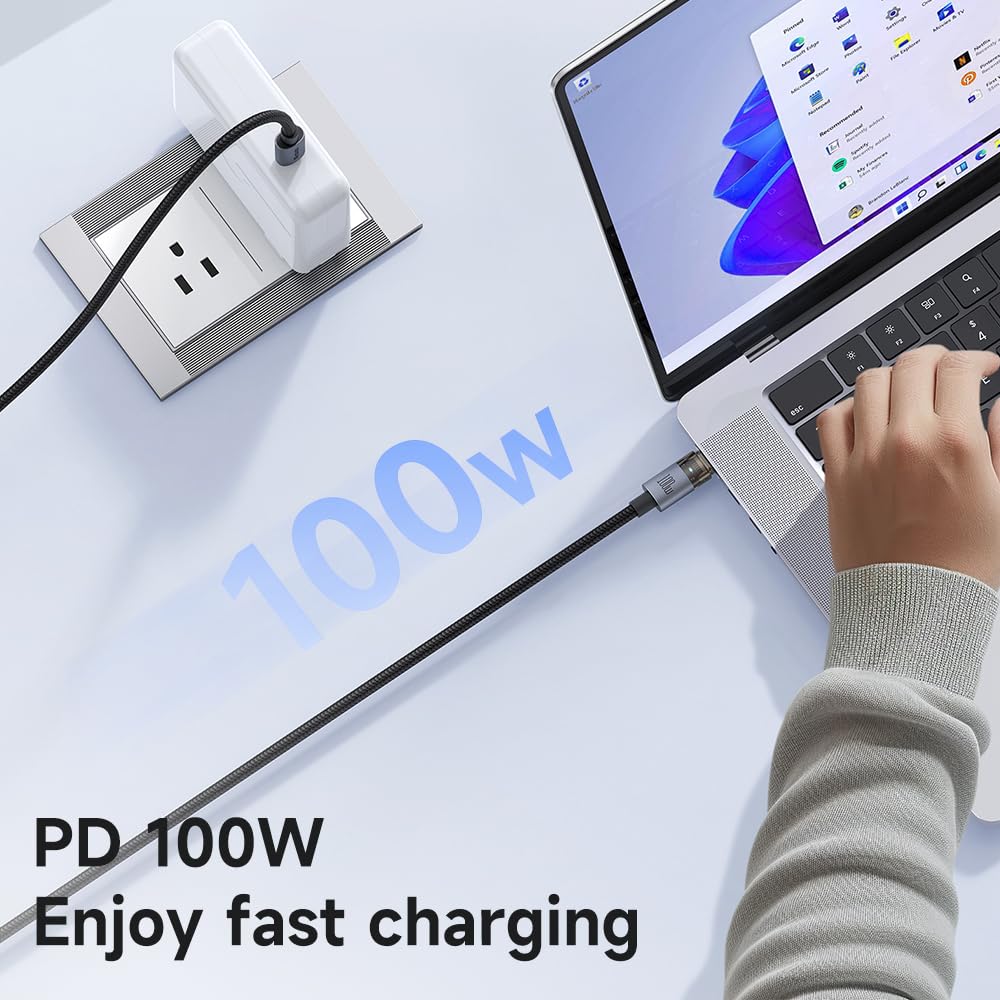 Mcdodo 100W USB-C to USB-C Charging Cable with Flashing Light 4ft, Nylon Braided USBC to C Fast Charging Cable Fit for iPhone 16 15 Pro ProMax Plus, Galaxy S23/S22+Ultra, iPad, MacBook(Black)