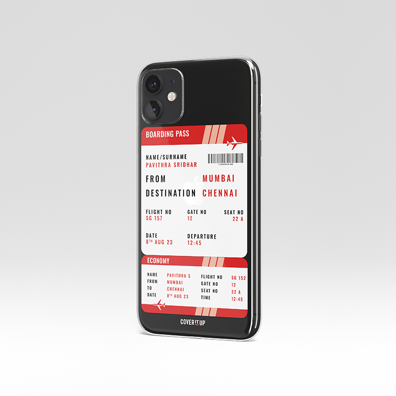 Customise Your Boarding Pass Ticket Clear Silicone Case