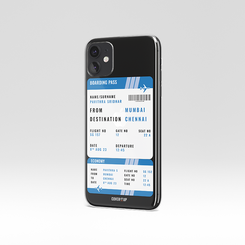 Customise Your Boarding Pass Ticket Clear Silicone Case