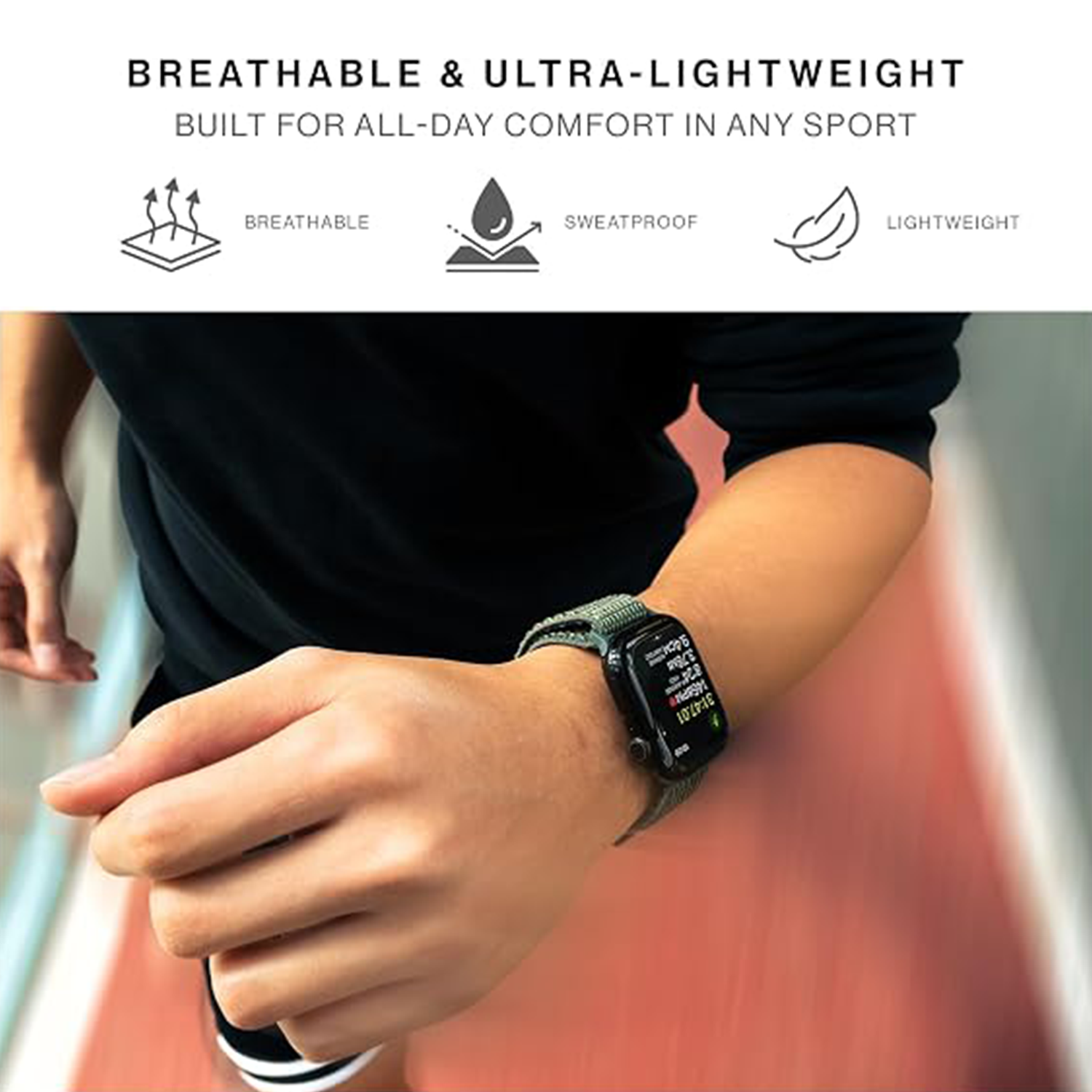 Native Union Active Sport Loop – Secure Hook & Loop Fastener – Breathable Nylon Weave Strap Ultra-Lightweight & Moisture-Wicking Band for Apple Watch 1-11, SE 1–3, Ultra 1–3